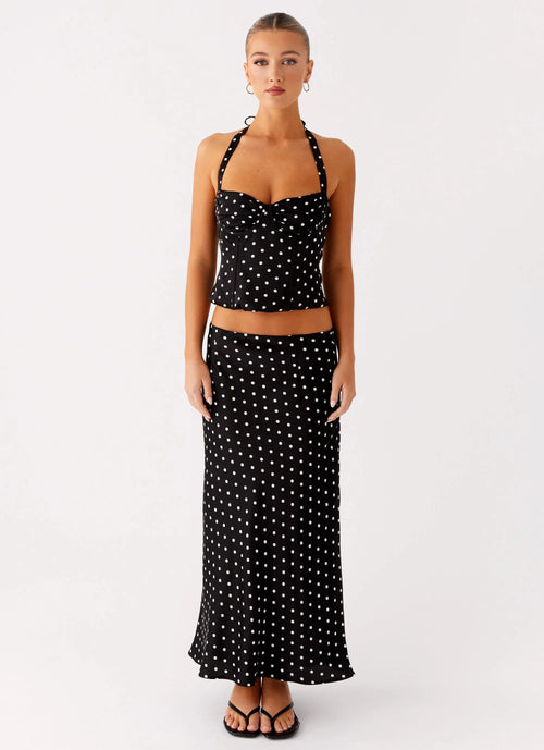 Breanne Midi Skirt Black Polka Dot