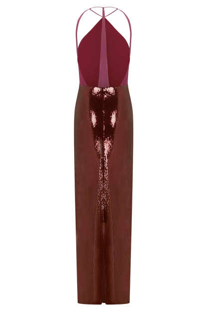 Baldwin Sequin Cut Out Maxi Dress Mahogany