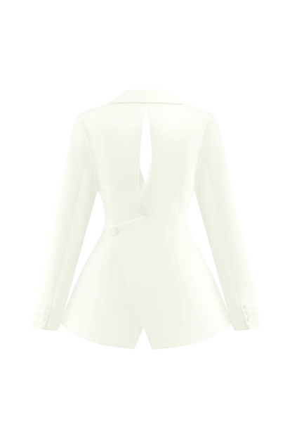 Ada Tailored Satin Blazer Ivory