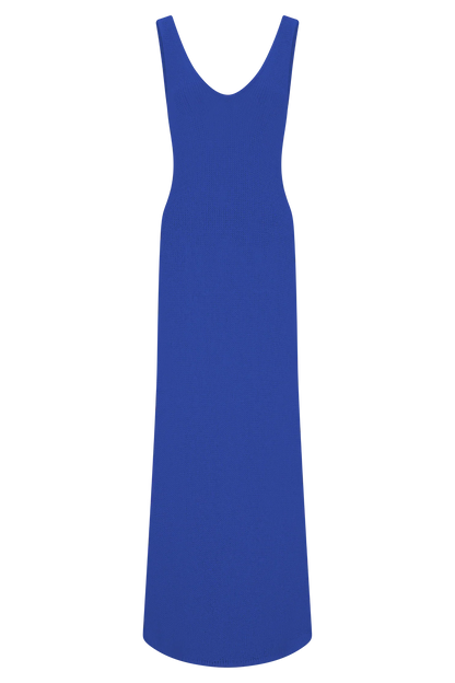 Ari Tape Yarn Knit Maxi Dress Cobalt Blue
