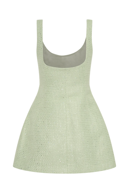 Beth Tweed Mini Dress Pastel Green