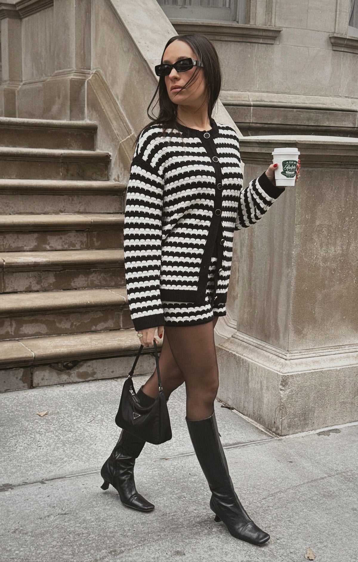 Inez Cardigan ~ Black and White Stripe Knit