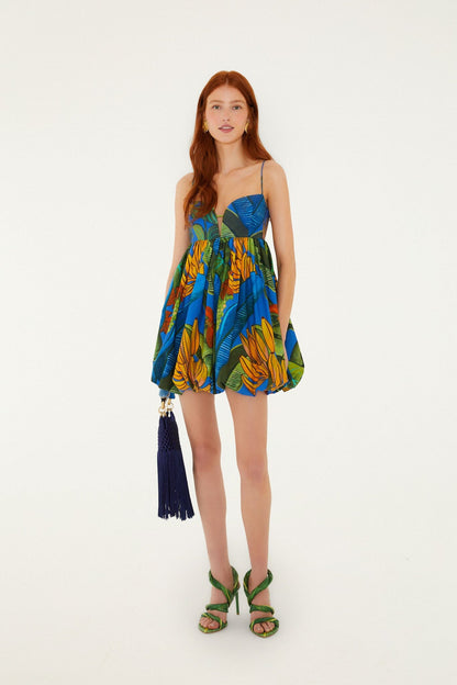 Blue Banana Grapes Sleeveless  Mini Dress