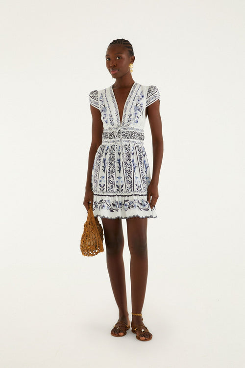 Off-White Flowers Arch Ruffled Mini Dress