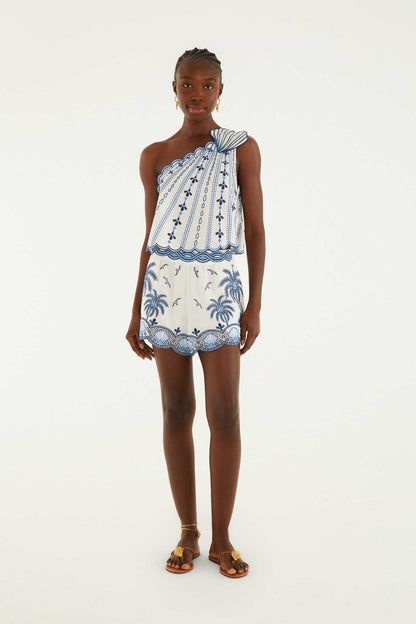 One Shoulder 3d Blouse With Embroidery