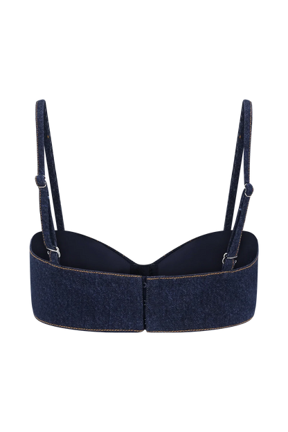 Belle Denim Cropped Bralette Indigo Blue