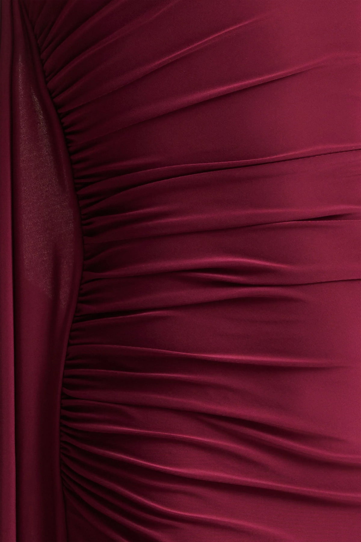 Adelina Burgundy One Shoulder Maxi Dress With Drape