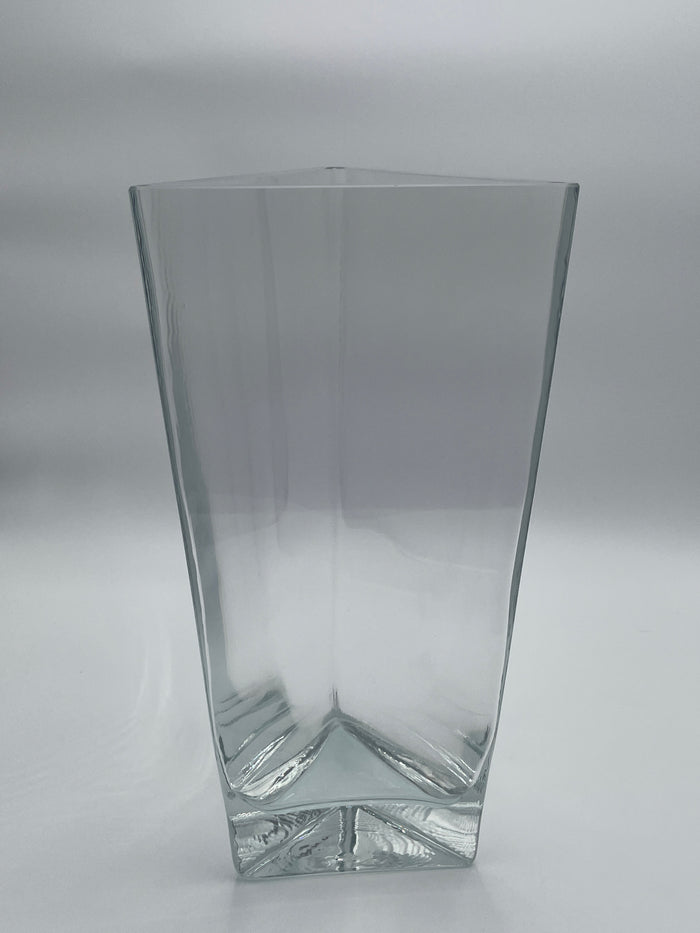 GLASS VASE TAPERED TRINGUALR DESIGN