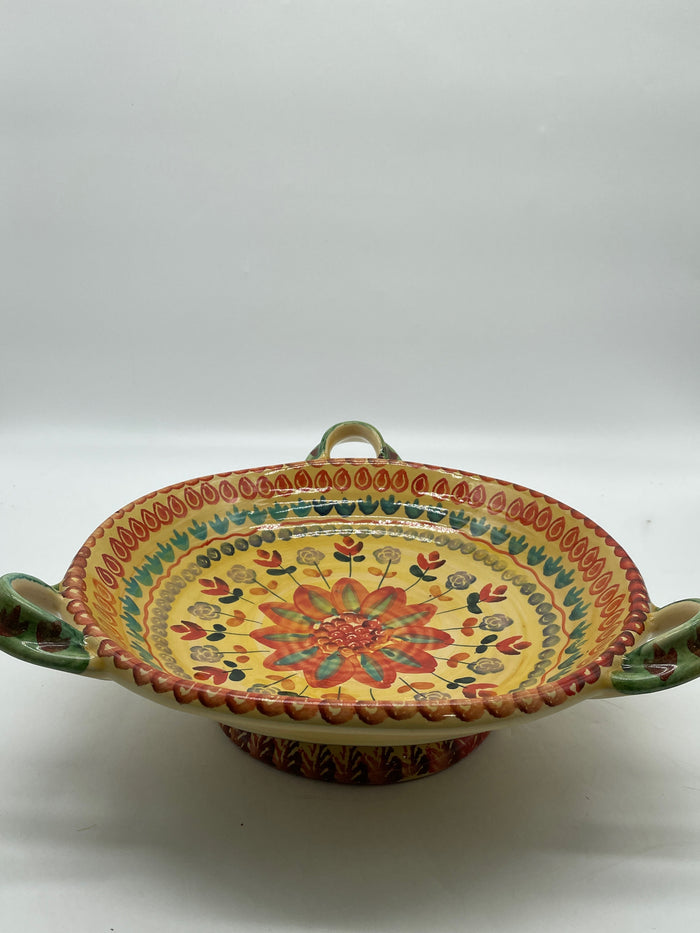 HAND PAINTED FLORAL CENTERPIECE BOWL