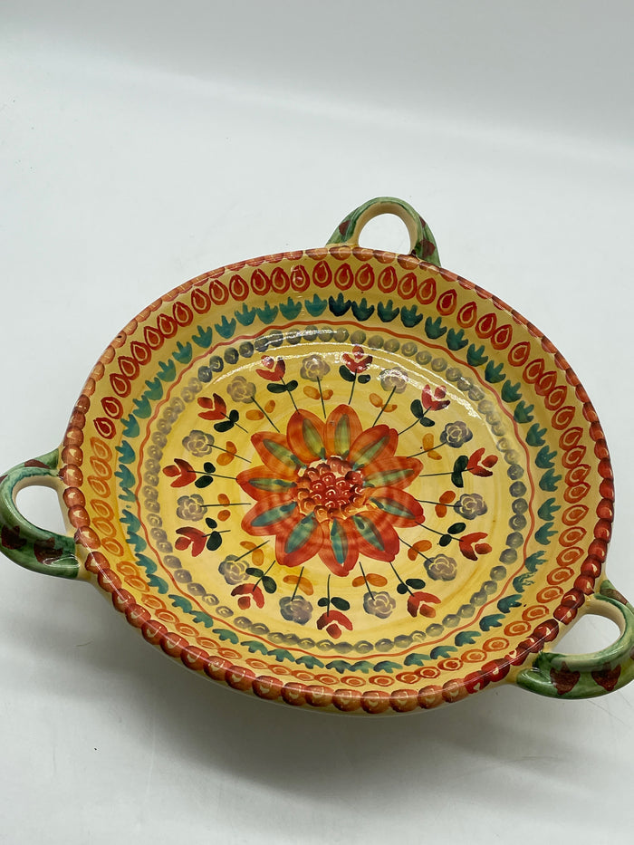 HAND PAINTED FLORAL CENTERPIECE BOWL