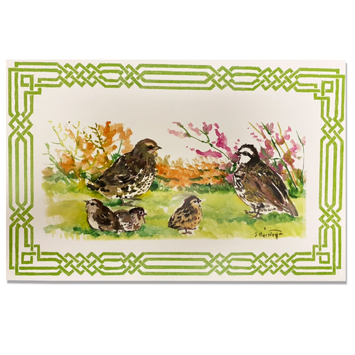 Quail Scene With Green Border