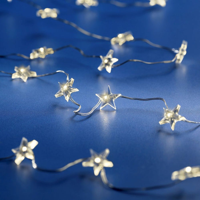 Lumineo Battery Operated Christmas Lights - Warm White 100 Star LED String Lights