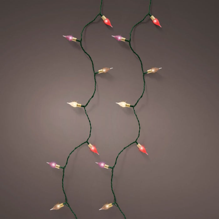 Lumineo Plug In Christmas Lights (Mains Powered) - Multicolour LED Vintage String lights