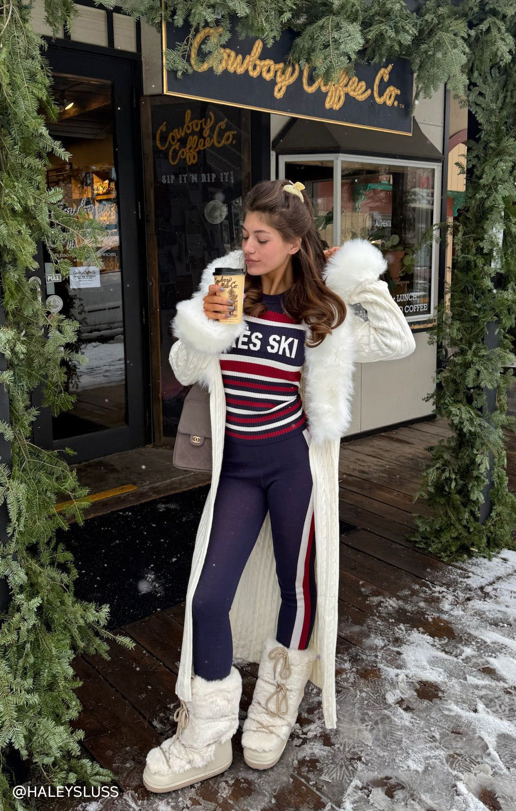 Stormi Cardigan ~ Snow Cable Knit with Faux Fur