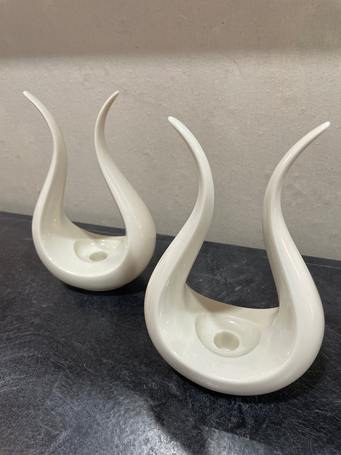 PAIR OF LENOX LYRE CANDLE HOLDERS