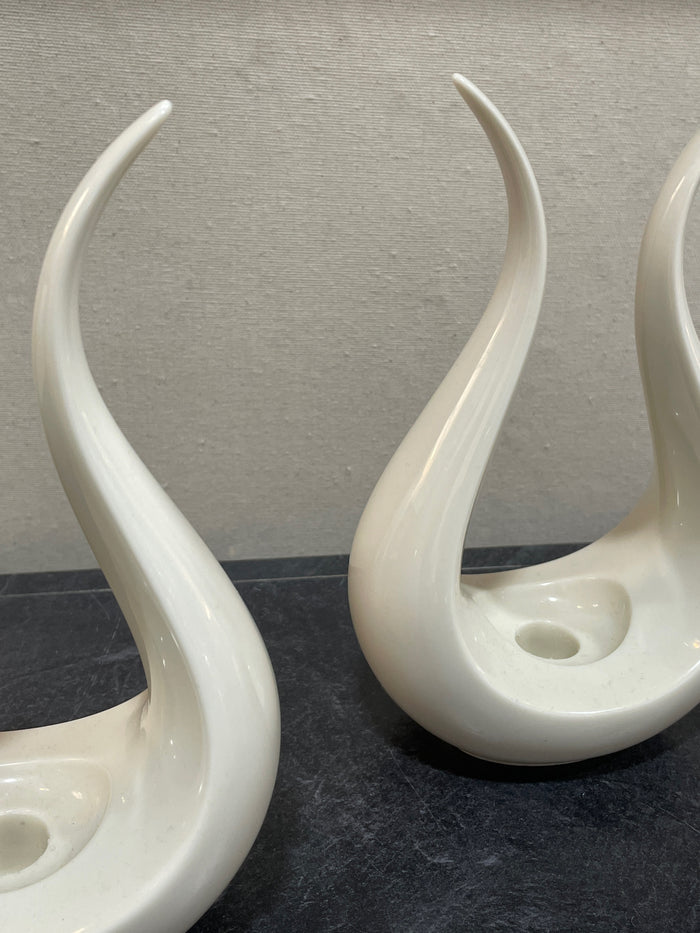 PAIR OF LENOX LYRE CANDLE HOLDERS
