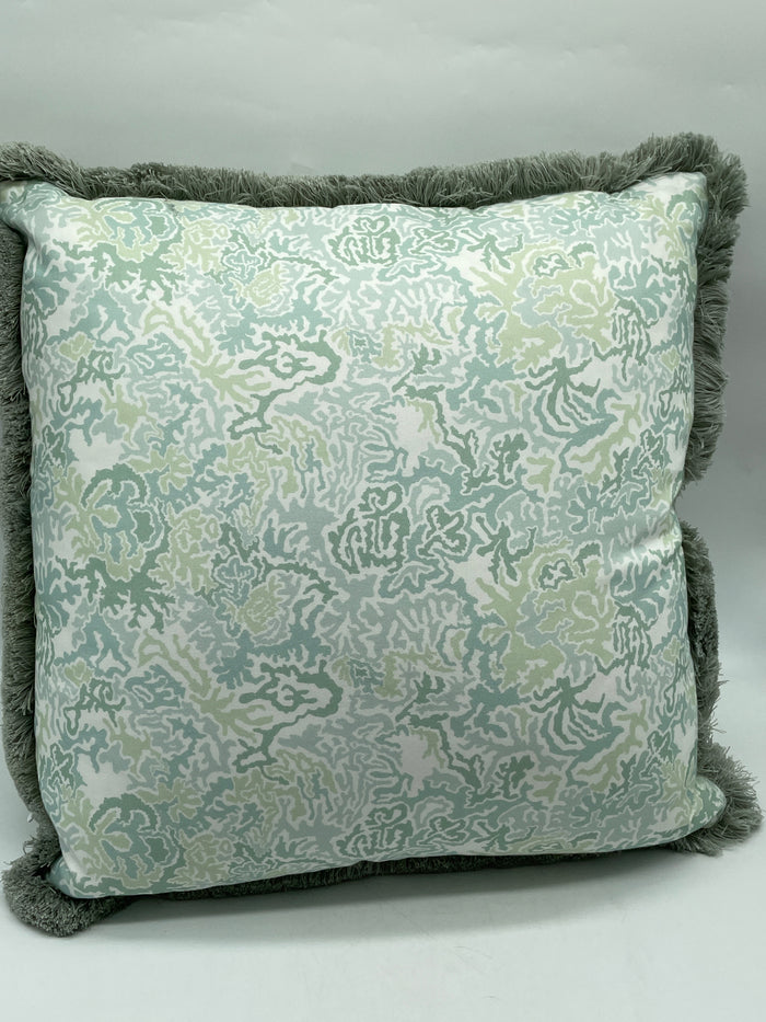 PILLOW CUSTOM TEAL & GREEN WITH FRINGE