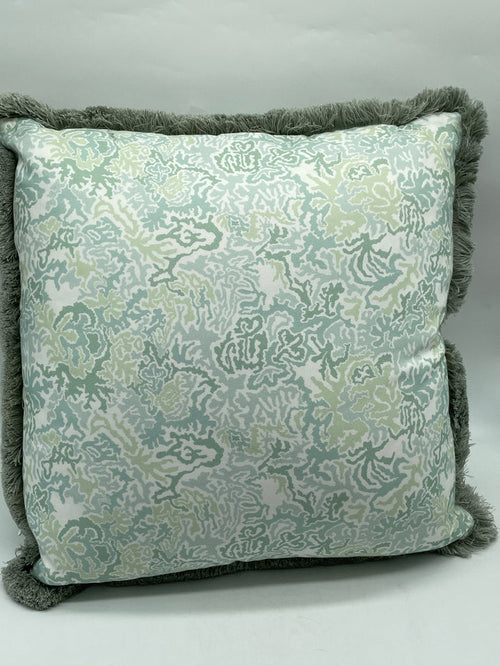 PILLOW CUSTOM TEAL & GREEN WITH FRINGE
