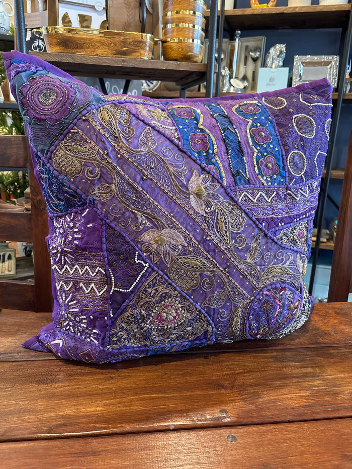 PILLOW DECORATIVE HAND MADE IN INDIA - PURPLE