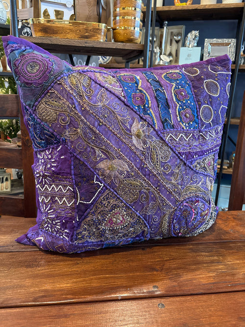 PILLOW DECORATIVE HAND MADE IN INDIA - PURPLE