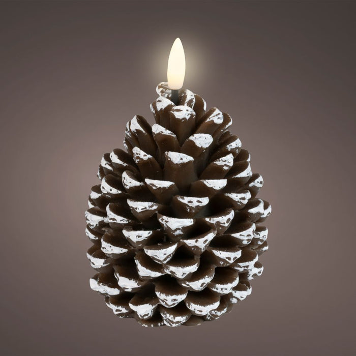 Pinecone LED Wick Candle - Brown/Warm White