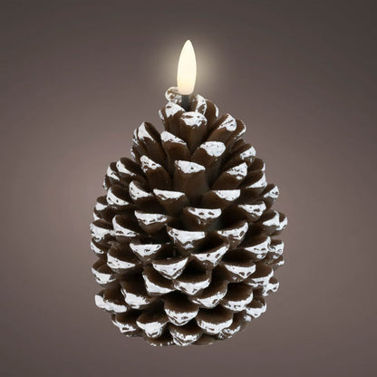 Pinecone LED Wick Candle - Brown/Warm White