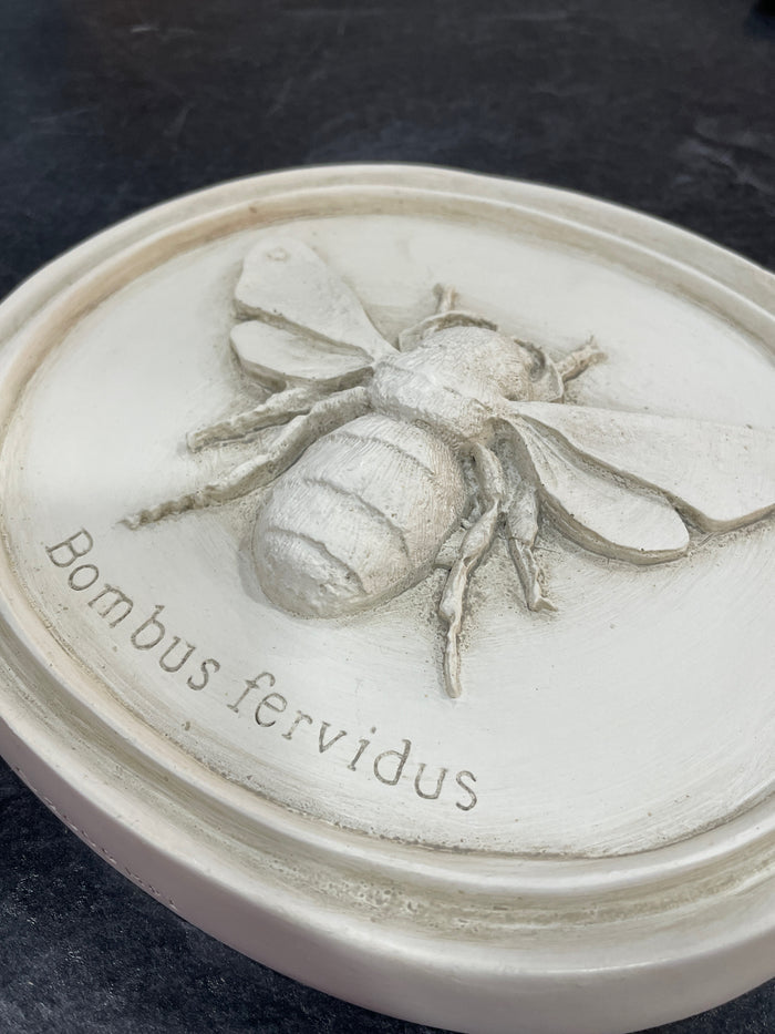 PLASTER WALL PLAQUE CARVED BEE DESIGN