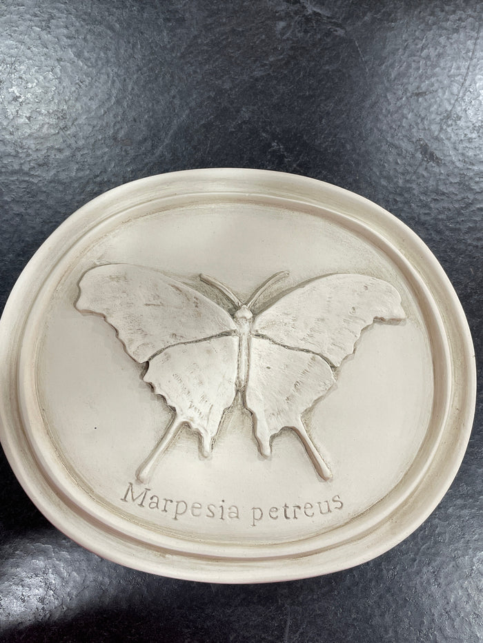 PLASTER WALL PLAQUE CARVED BUTTERFLY DESIGN