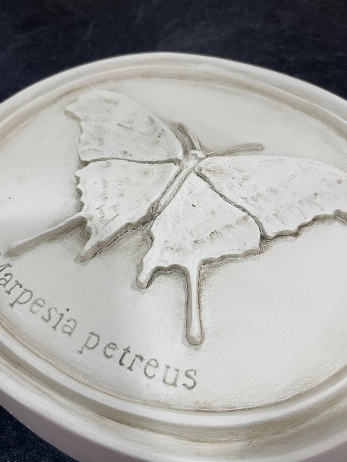 PLASTER WALL PLAQUE CARVED BUTTERFLY DESIGN