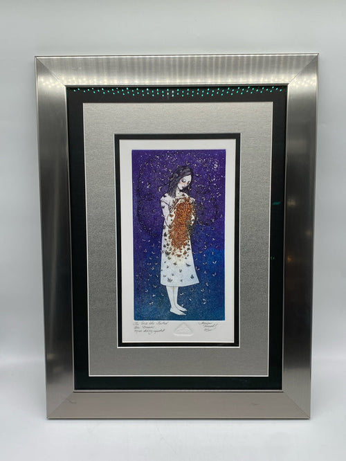 PRINT THE GIRL WHO KNITTED HER DREAM IN SILVER FRAME