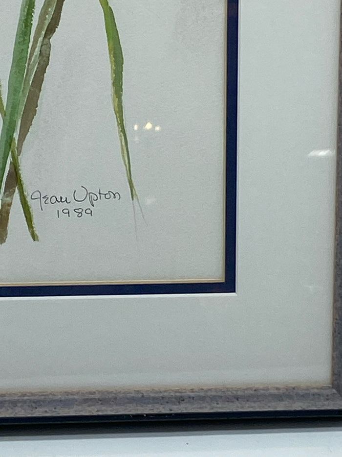 PURPLE IRIS WATER COLOR IN GREY FRAME