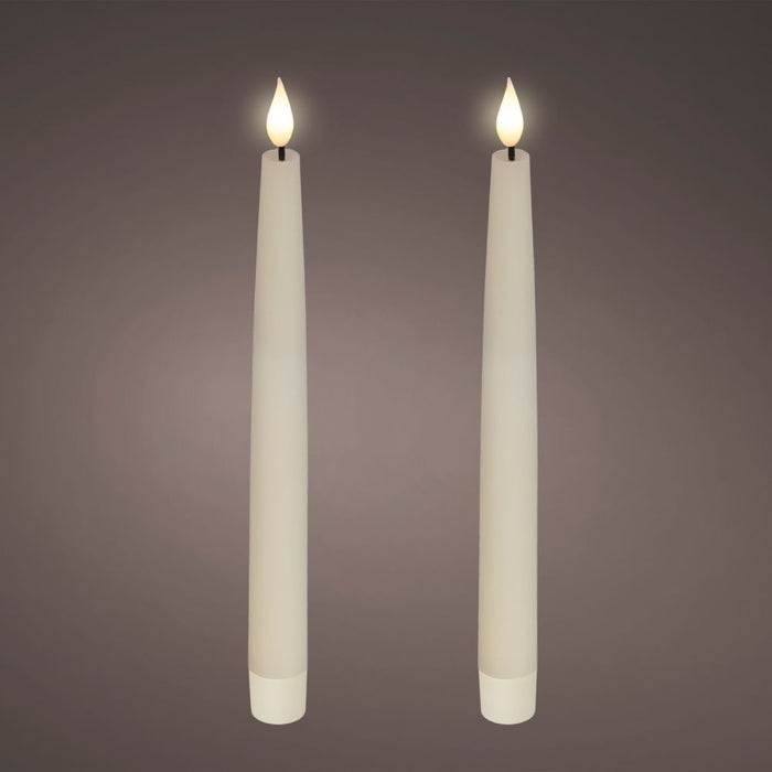 Set of 2 LED Realistic Wick Candle - Cream/Warm White