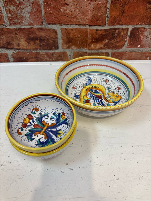 SET OF 3 BOWLS HAND PAINTED ITALIAN