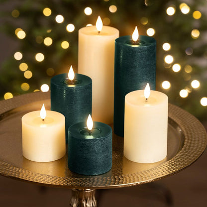 Set of 3 LED Realistic Wick Candle - Cream/Warm White