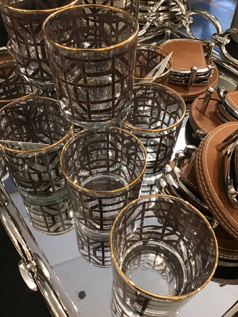 SET OF 4 BROWN BAMBOO BOURBON GLASSES
