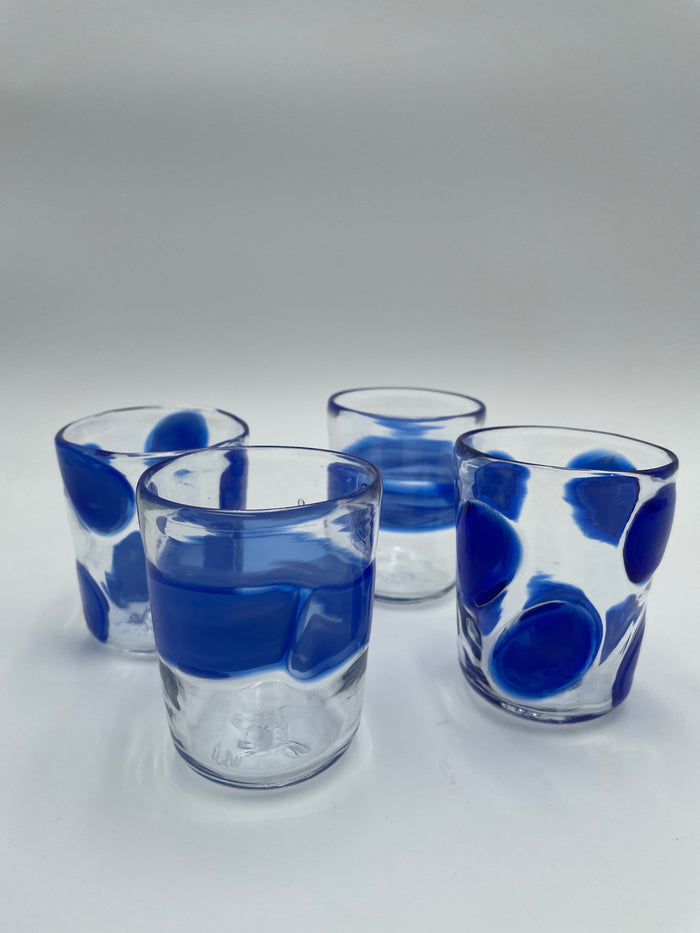 SET OF 4 CAPRI MINI GLASSES  BLOWN GLASS