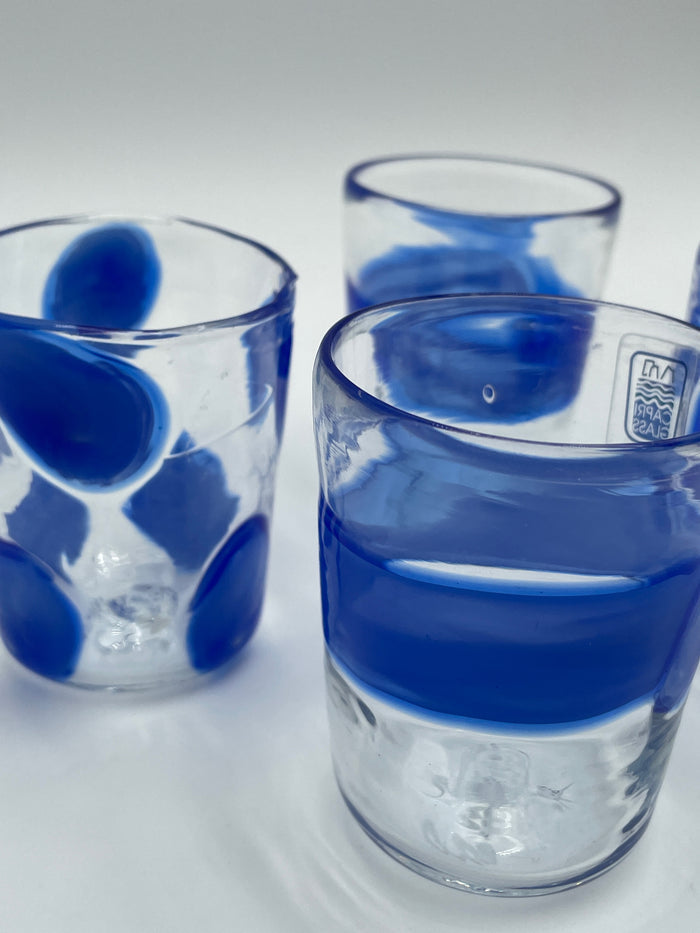 SET OF 4 CAPRI MINI GLASSES  BLOWN GLASS