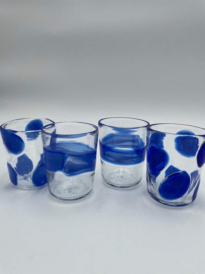 SET OF 4 CAPRI MINI GLASSES  BLOWN GLASS