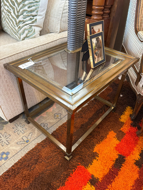 SIDE TABLE BRASS WITH GLASS TOP