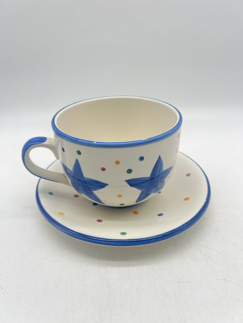 SOUP MUG AND PLATE BLUE STARS