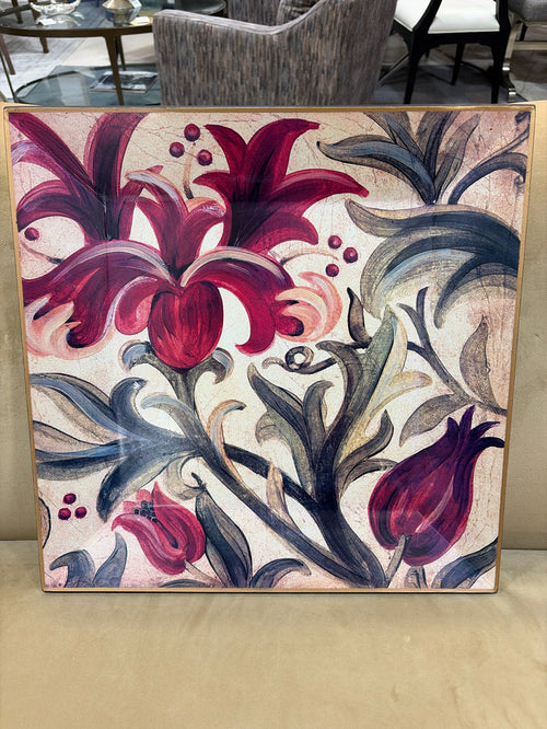 WALL ART LIZ JARDINE PAINTED FLOWERS ON WOOD