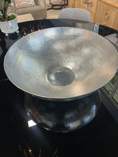 WEST ELM SILVER HAMMERED METAL BOWL