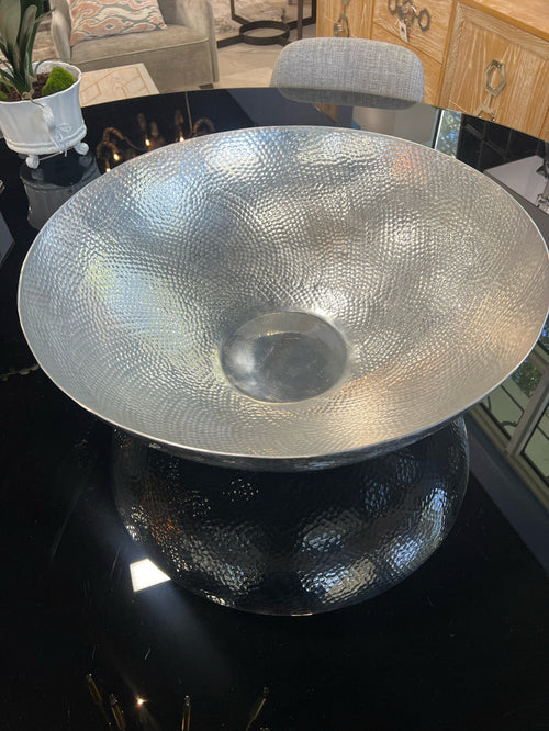 WEST ELM SILVER HAMMERED METAL BOWL